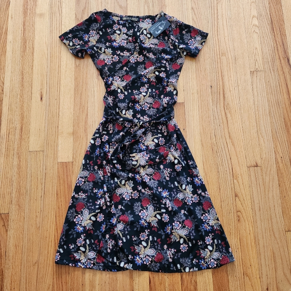 NWT Jennafer Grace Limted Edition Handmades Larkspur Wrap Midi Dress Size Small